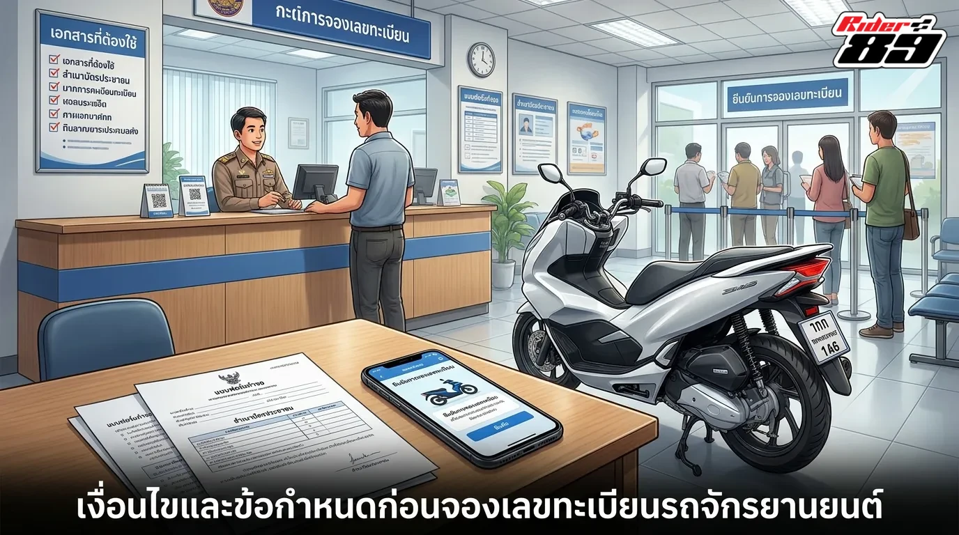 เงื่อนไขและคุณสมบัติก่อนกดจองป้ายทะเบียนมอเตอร์ไซค์