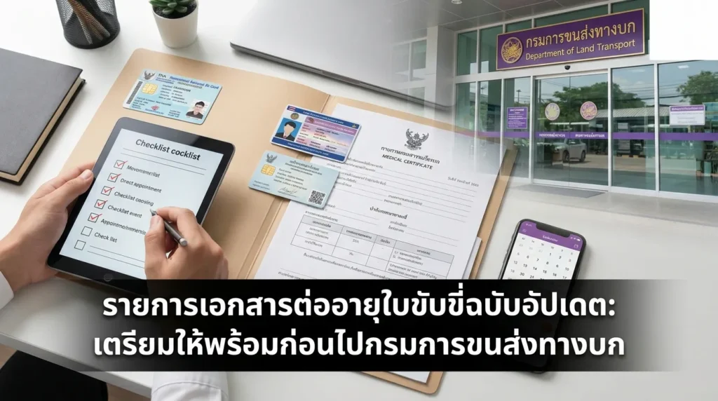 เช็คลิสต์เอกสารต่อใบขับขี่อัปเดตล่าสุดเตรียมให้พร้อมก่อนเดินทางไปขนส่ง
