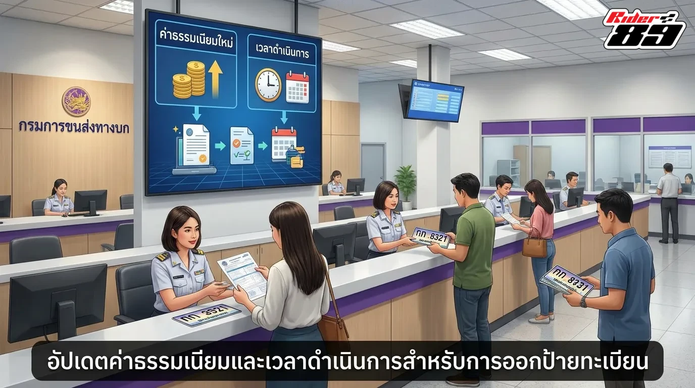 อัปเดตค่าธรรมเนียมและระยะเวลาดำเนินการรอรับป้ายทะเบียน