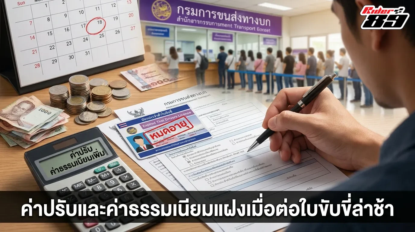 ค่าปรับและค่าใช้จ่ายแฝงกรณีต่อใบขับขี่ล่าช้า