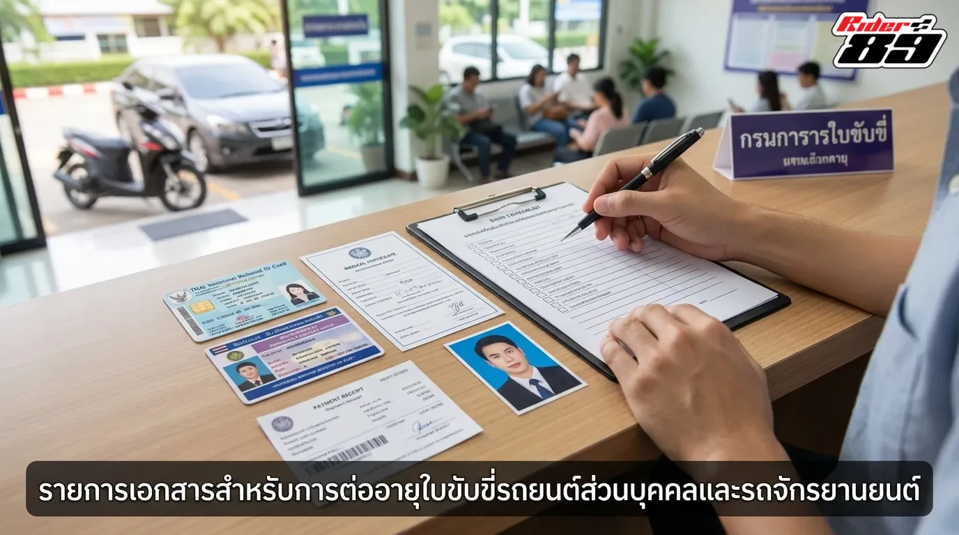 เช็คลิสต์เอกสารต่อใบขับขี่รถยนต์และรถจักรยานยนต์ส่วนบุคคล