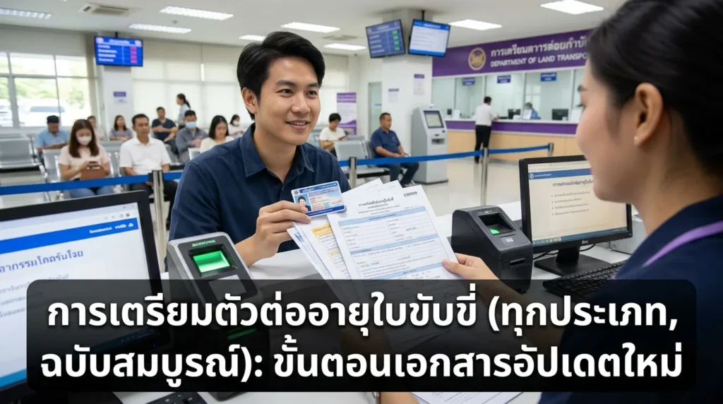เตรียมตัว ต่ออายุใบขับขี่ ทุกประเภทฉบับสมบูรณ์ อัปเดตขั้นตอนเอกสารล่าสุด