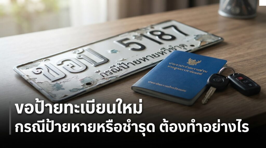 คู่มือขอป้ายทะเบียนใหม่เมื่อแผ่นป้ายหล่นหาย ชำรุด หรือสีซีดจาง อัปเดตเอกสารที่ต้องใช้ ขั้นตอนติดต่อกรมการขนส่ง และค่าธรรมเนีย