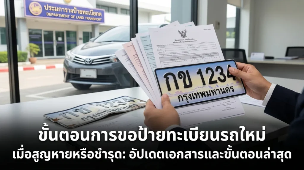 วิธีขอป้ายทะเบียนใหม่เมื่อป้ายหายหรือชำรุด อัปเดตขั้นตอนและเอกสารที่ต้องใช้
