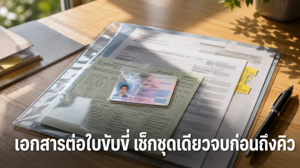 ชุดเอกสารต่อใบขับขี่และใบรับรองแพทย์ที่เตรียมไว้