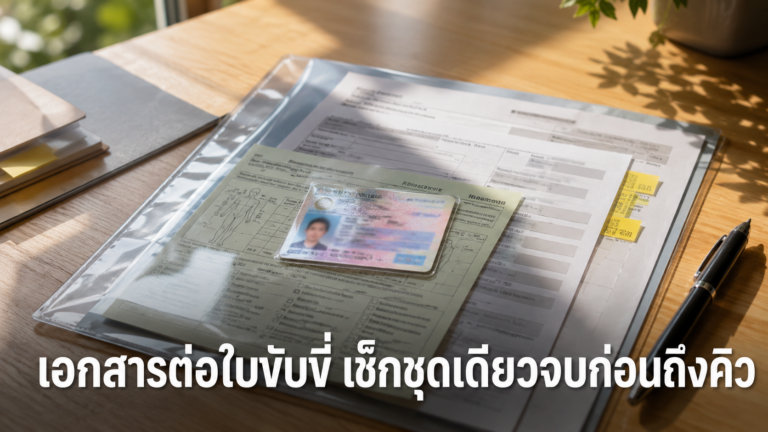 ชุดเอกสารต่อใบขับขี่และใบรับรองแพทย์ที่เตรียมไว้
