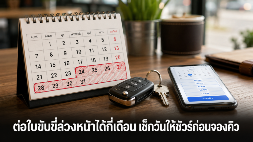 ปฏิทินแสดงช่วงต่อใบขับขี่ล่วงหน้าได้ 6 เดือน