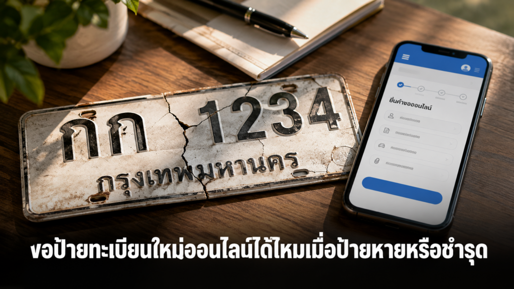 ขอป้ายทะเบียนใหม่ออนไลน์เมื่อแผ่นเดิมชำรุด
